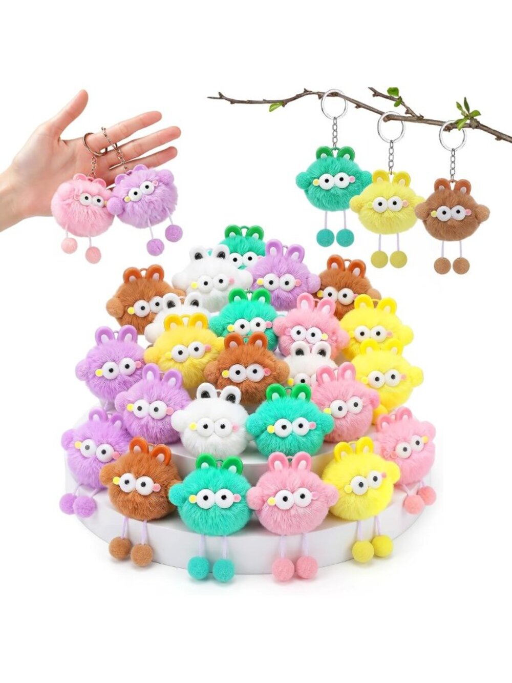 24 Cute Plush Keychains for Kids' Party Favors & Goodie Bag Fillers